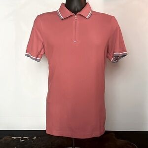 Truth Substance Common Sense Mens 1/4-Zip Polo Shirt Salmon Color Size Medium